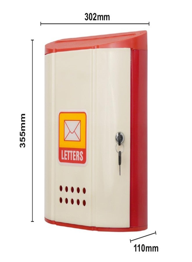 ALKOSIGN Letter Box/Mailbox (White, Red) - Secured Plastic Letter Box for Indoor & Outdoor, Hanging Suggestion Box for Office, Banks, Hostel, Hospital, Home, Society, Large A4 Size Post Box - Image 2